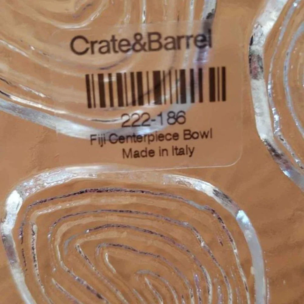 Crate & Barrel Textured Glass Centerpiece Platter Made in Italy